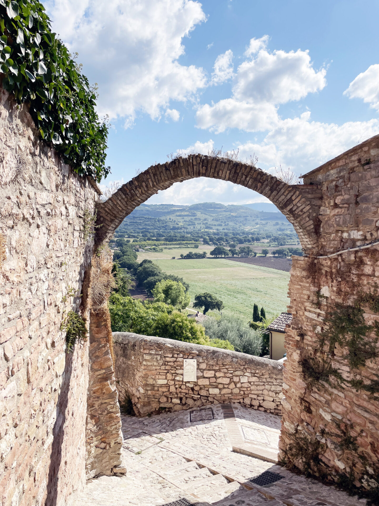 Beautiful view of the arch in Spello, Italy in Umbria