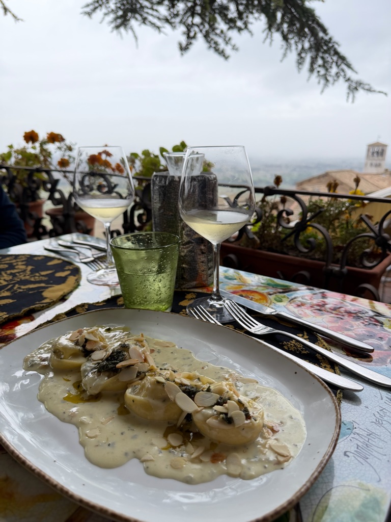 lunch in assisi with views of the valley