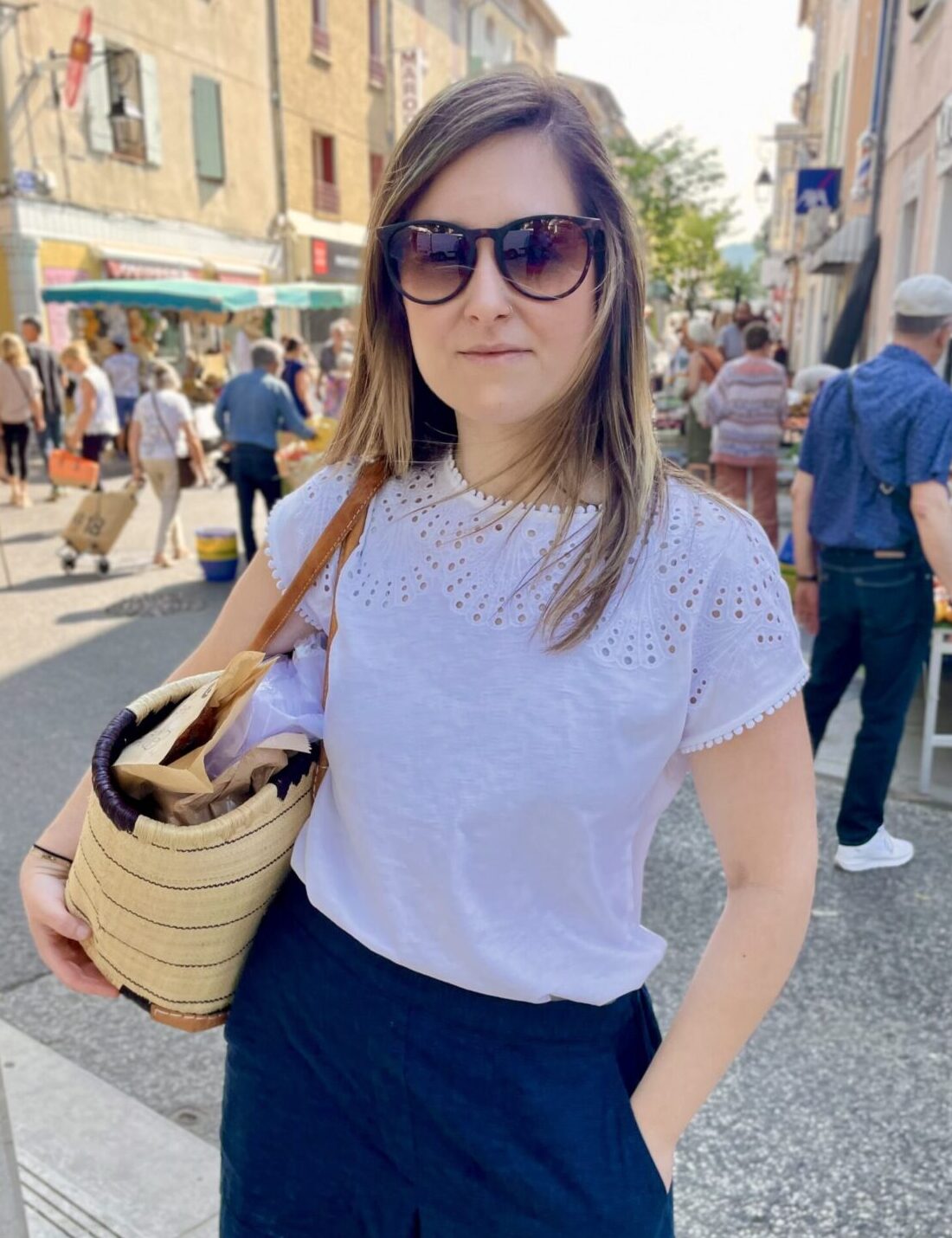 Rachel at a market in Provence.